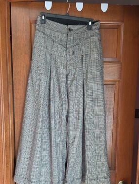 Free People Plaid Wide-Leg Men’s Dress Pants in Brown and Gray Sz 0